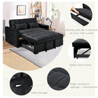 Causeuse futon moderne en velours avec dossier inclinable et poches, 2 places — Gris foncé / Gris clair / Bleu / Noir