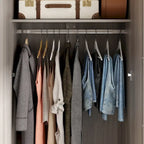 Armoire de rangement en bois avec 6 cubes de rangement et tringle à vêtements