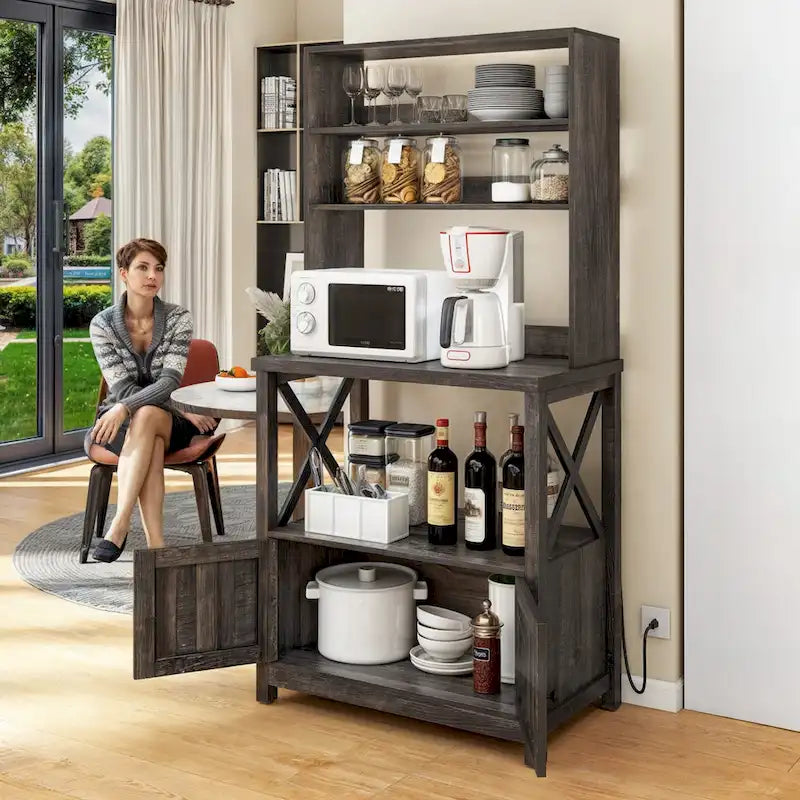 Étagère de cuisine à 5 niveaux Moasis avec étagères de rangement, support pour four à micro-ondes, organisateur d'étagère de cuisine