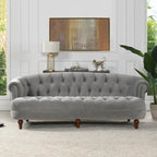 Canapé capitonné chesterfield La Rosa 84 en velours, style moderne du milieu du siècle