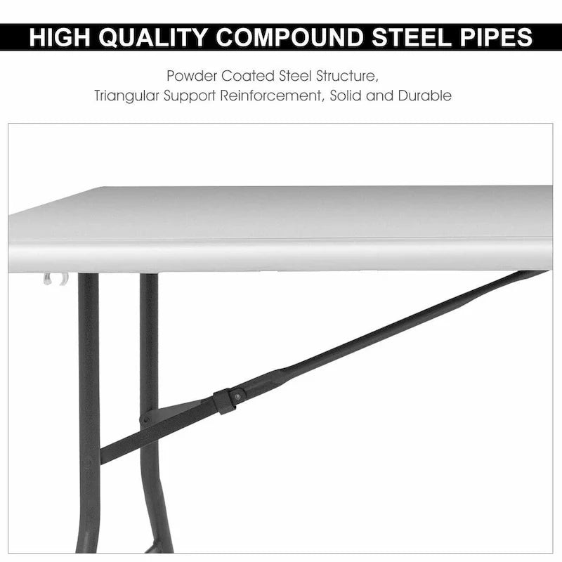 Costway Table pliante 6 pieds Portable Plastique Intérieur Extérieur Pique-nique Fête