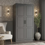 Palace Imports Armoire Urbaine 2 Portes 100% Bois Massif avec Portes Pleines et Miroirs