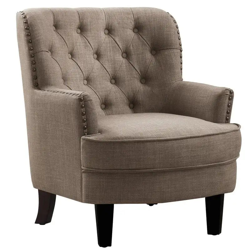 Moser Bay Mignon Fauteuil d'appoint à oreilles capitonné large de 76 cm en velours et lin