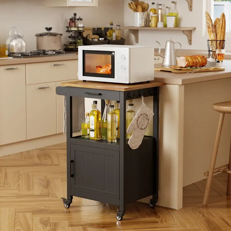 Desserte de cuisine en bois avec tiroirs