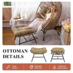 FINCATI Fauteuil Œuf d'intérieur, Fauteuil Œuf d'extérieur 200 kg, Fauteuil Œuf surdimensionné avec pouf, Fauteuil Œuf de luxe confortable avec repose-pieds