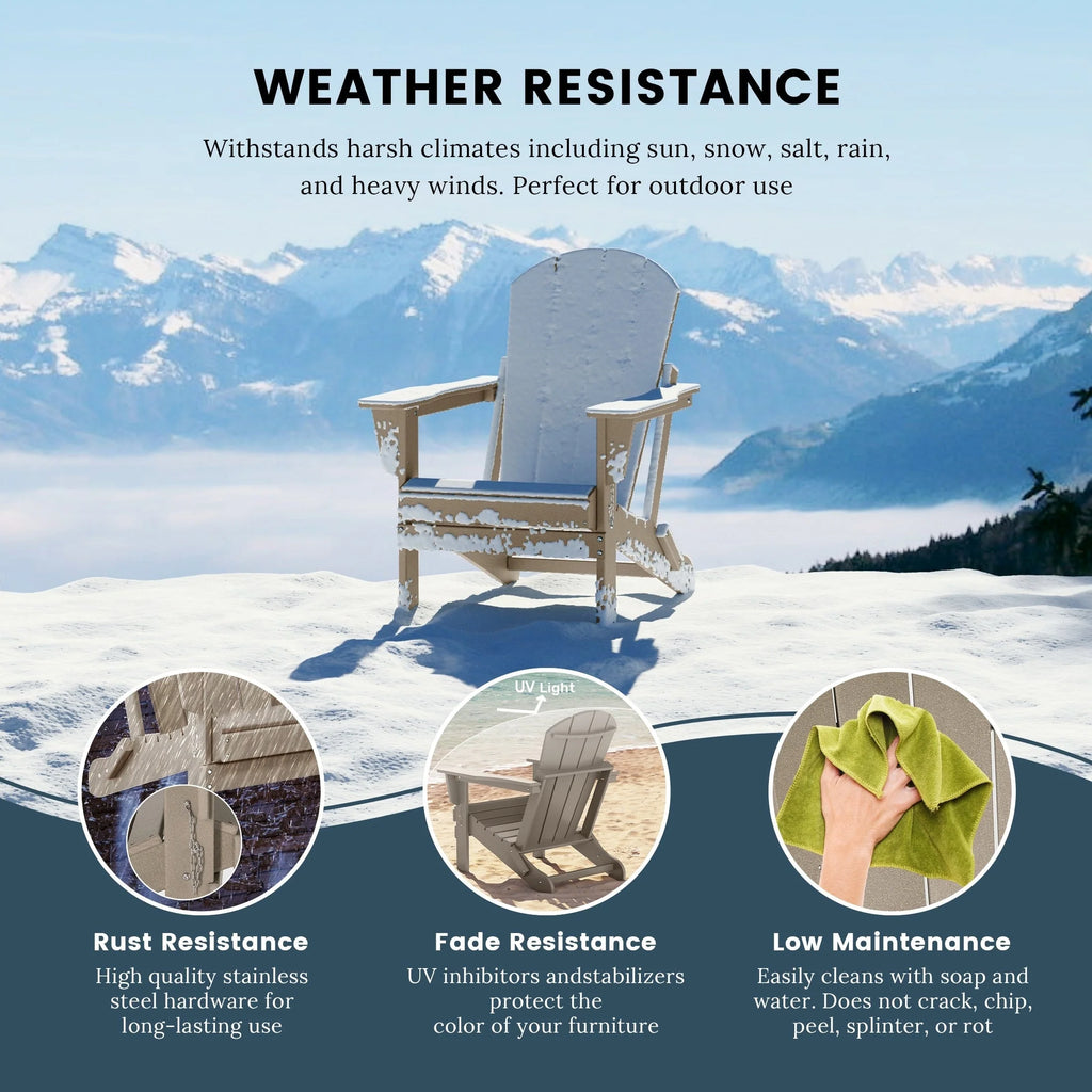 Chaise Adirondack pliante d'extérieur tout temps Polytrends Laguna résistante à la décoloration pour patio