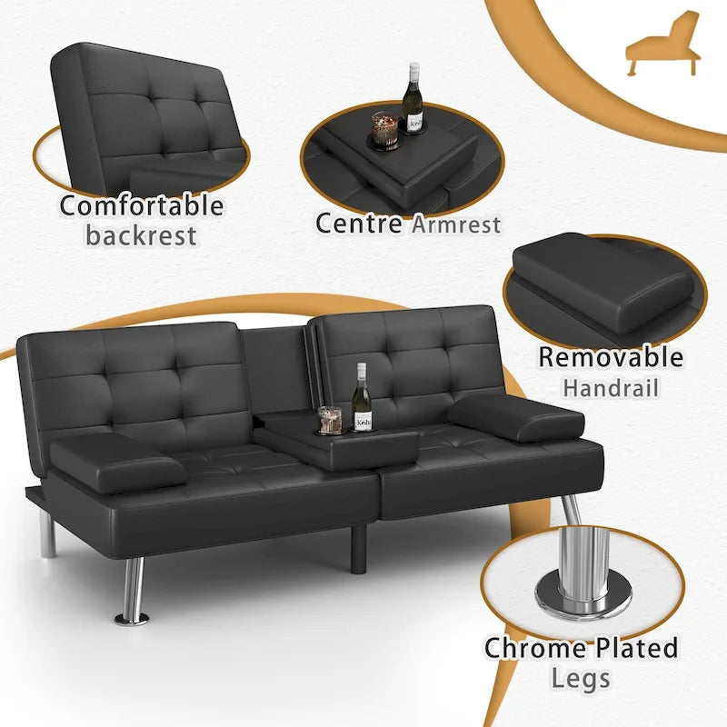 Canapé Futon Convertible Homall avec Porte-gobelets et Oreillers