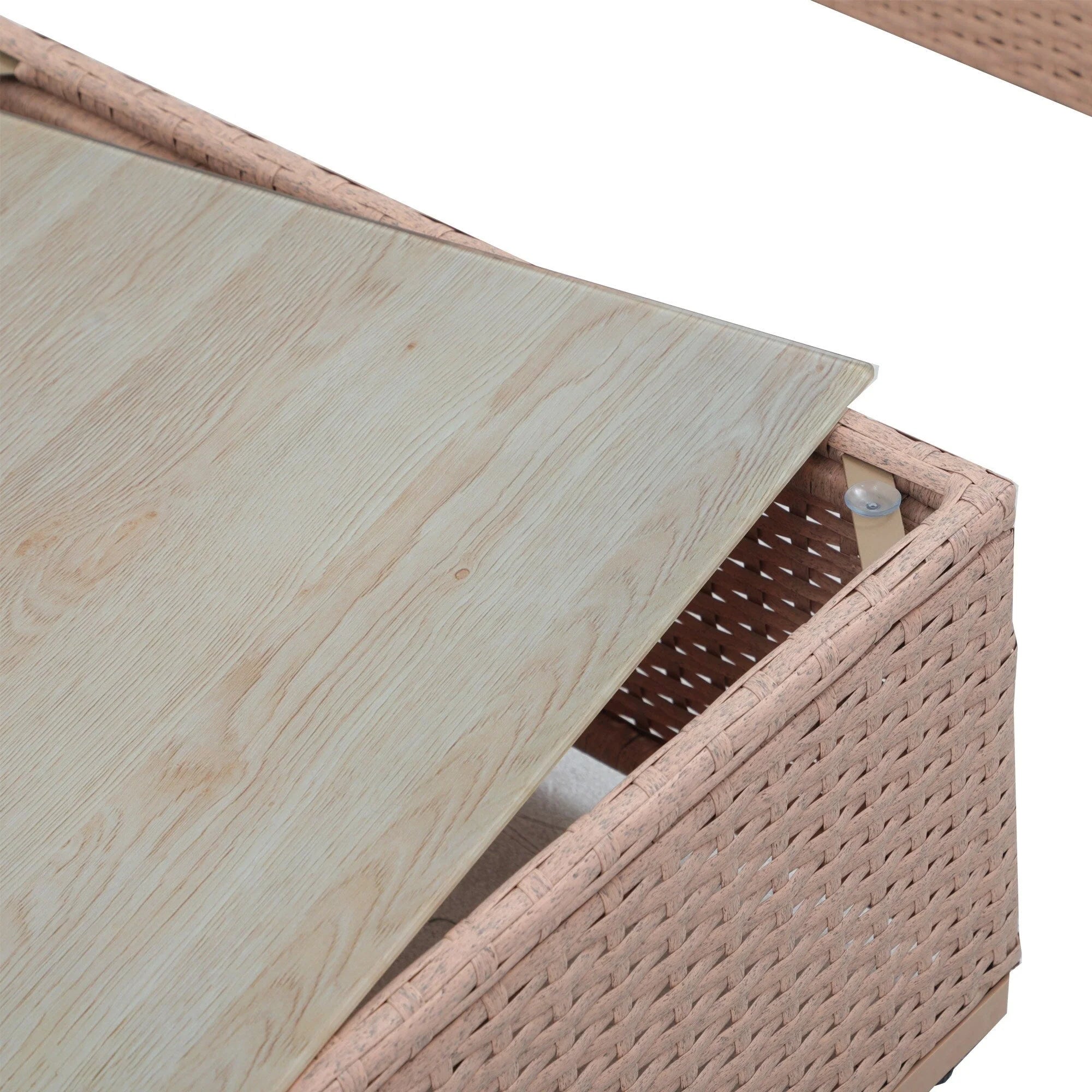 Ensemble de canapé d'angle d'extérieur 7 pièces en osier/acier avec coussins