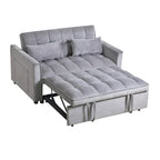 Causeuse futon moderne en velours avec dossier inclinable et poches, 2 places — Gris foncé / Gris clair / Bleu / Noir