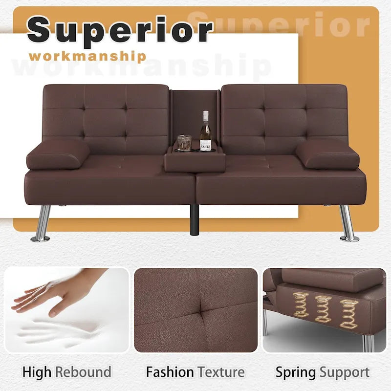 Canapé Futon Convertible Homall avec Porte-gobelets et Oreillers