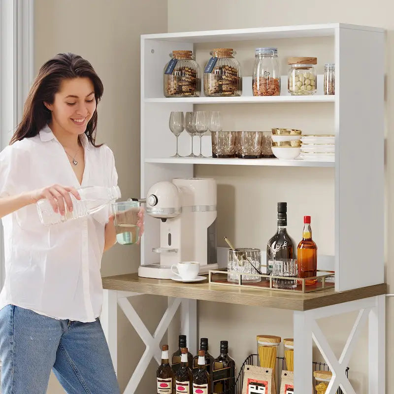Étagère de cuisine à 5 niveaux Moasis avec étagères de rangement, support pour four à micro-ondes, organisateur d'étagère de cuisine