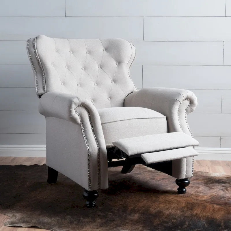 Fauteuil inclinable en tissu touffeté Walder avec têtes de clous par Christopher Knight Home