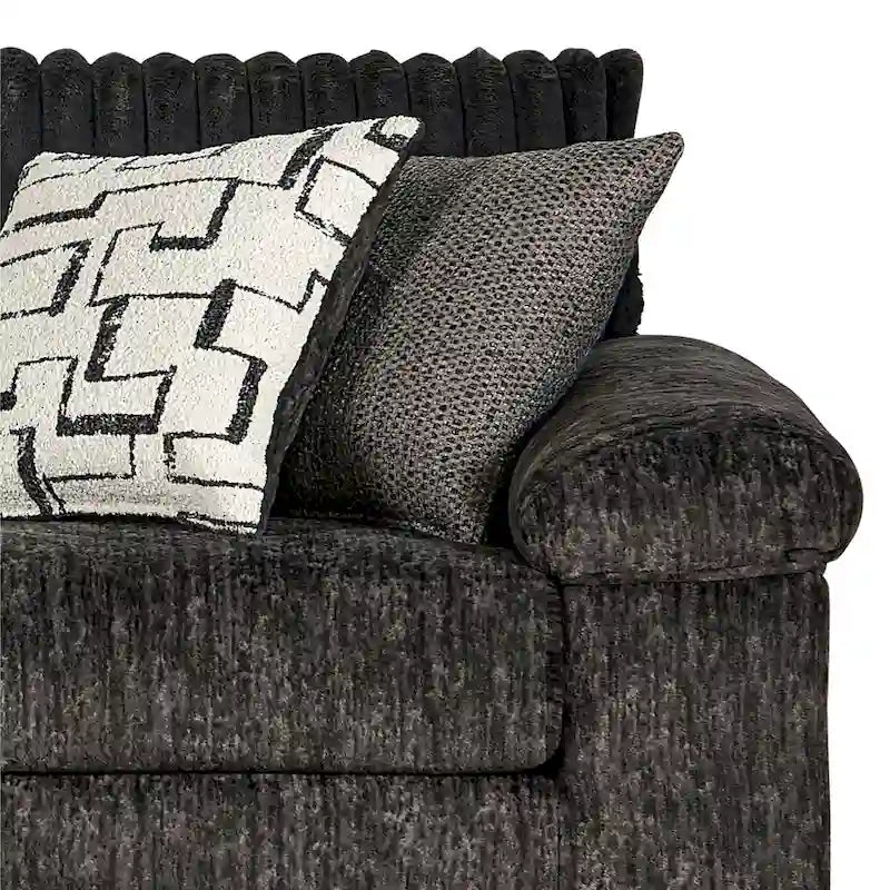 Ensemble canapé, causeuse et fauteuil câlin en velours côtelé à grosses côtes Nason de Roundhill Furniture