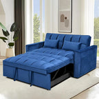 Causeuse futon moderne en velours avec dossier inclinable et poches, 2 places — Gris foncé / Gris clair / Bleu / Noir