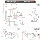 Fauteuil inclinable releveur électrique grand format MCombo avec repose-pieds extensible pour personnes âgées de grande taille, télécommande manuelle, porte-gobelets, tissu 7426