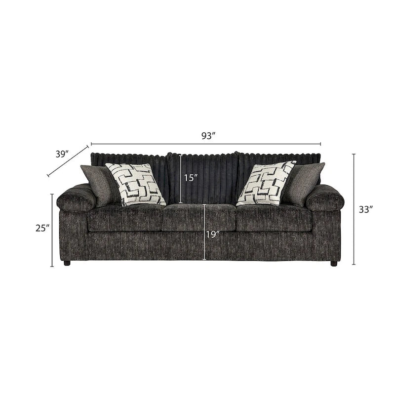 Ensemble canapé et causeuse en velours côtelé à grosses côtes Nason de Roundhill Furniture