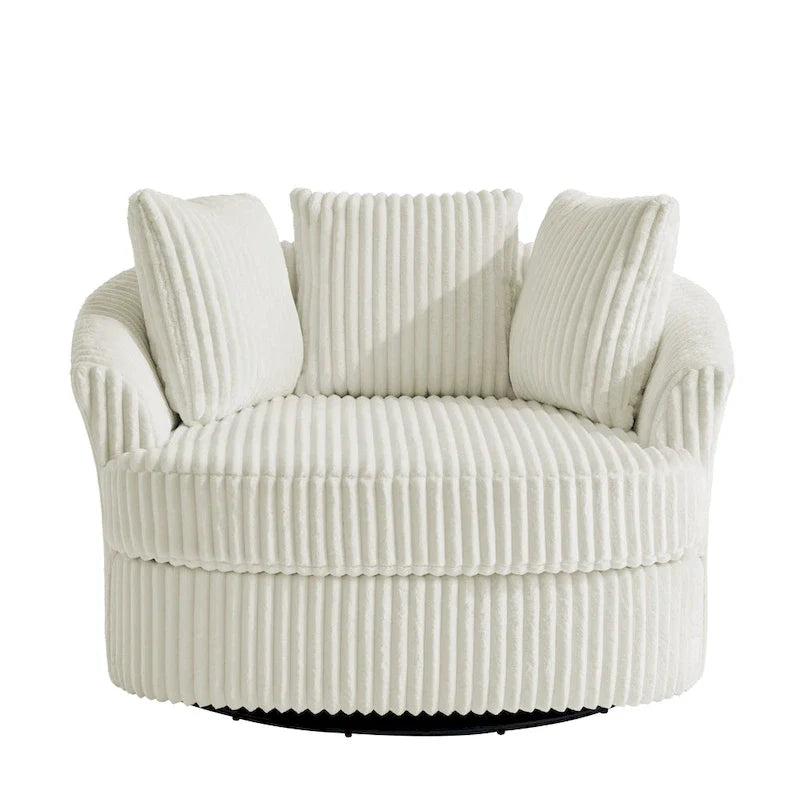 DREAMSIDEA Lot de 2 fauteuils pivotants recouverts de tissu, accoudoirs encastrés