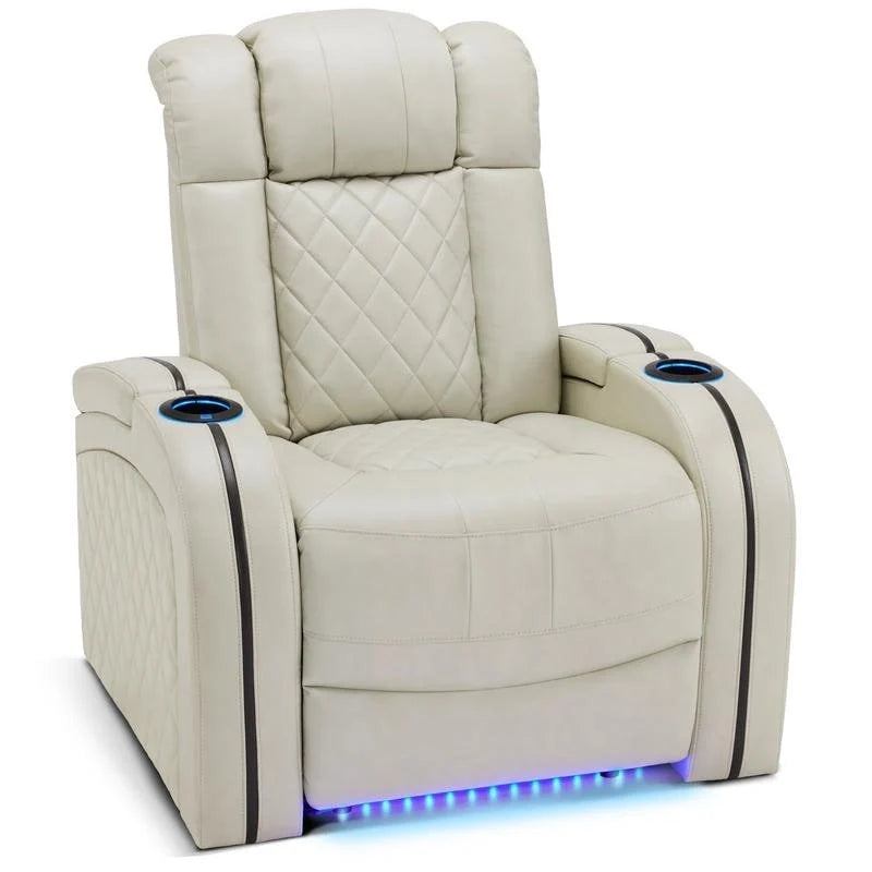 Fauteuil inclinable électrique MCombo avec appuie-tête réglable, siège de cinéma maison à deux moteurs avec port USB, cuir respirant HTS411