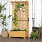 Jardinière en bois Outsunny avec treillis, lit de jardin surélevé pour plantes grimpantes avec trous de drainage et toit