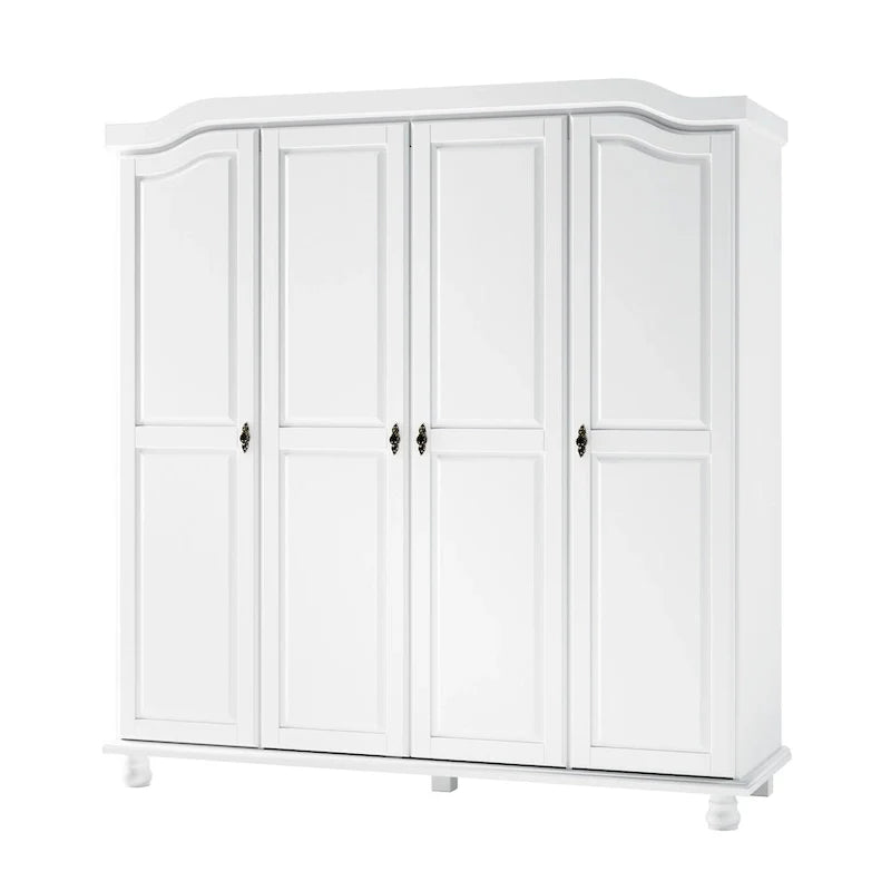Palace Imports Kyle Armoire 4 portes 100 % en bois massif avec portes en bois massif ou portes miroir