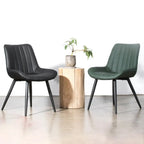 Chaise de salle à manger simple en cuir rembourré avec dossier solide et pieds en métal