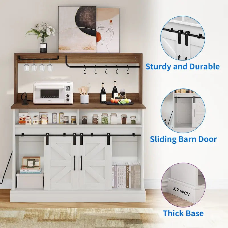 Meuble bas de bar à café Moasis Farmhouse - 38,4 P x 119,9 L x 130,8 H