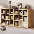 Bibliothèque moderne horizontale en bois à 8 cubes, finition naturelle