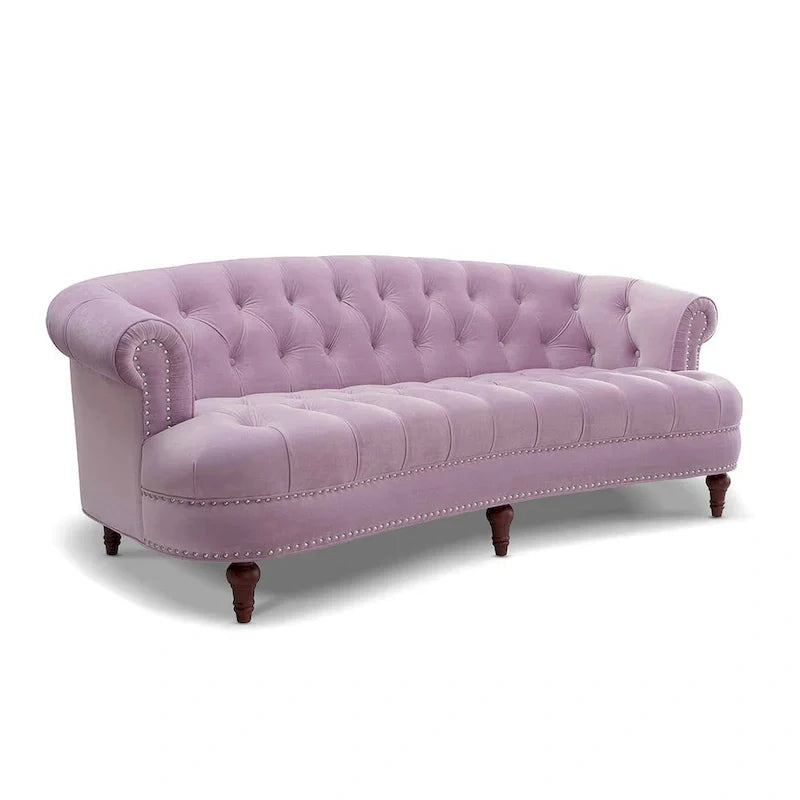 Canapé capitonné chesterfield La Rosa 84 en velours, style moderne du milieu du siècle