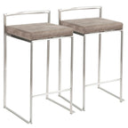 Tabouret de comptoir Silver Orchid Forrest en acier inoxydable empilable et entièrement soudé (lot de 2)