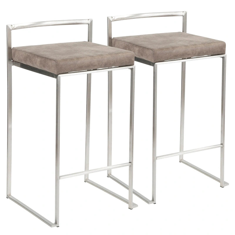Tabouret de comptoir Silver Orchid Forrest en acier inoxydable empilable et entièrement soudé (lot de 2)