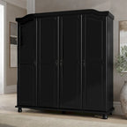 Palace Imports Kyle Armoire 4 portes 100 % en bois massif avec portes en bois massif ou portes miroir