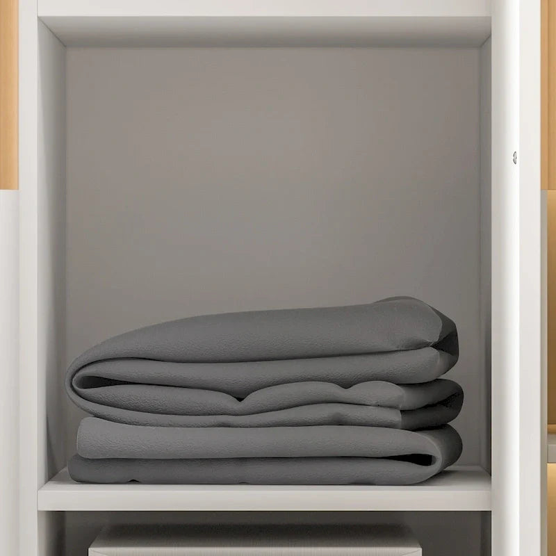 Armoire de rangement en bois avec 6 cubes de rangement et tringle à vêtements