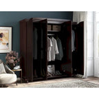Palace Imports Kyle Armoire 4 portes 100 % en bois massif avec portes en bois massif ou portes miroir