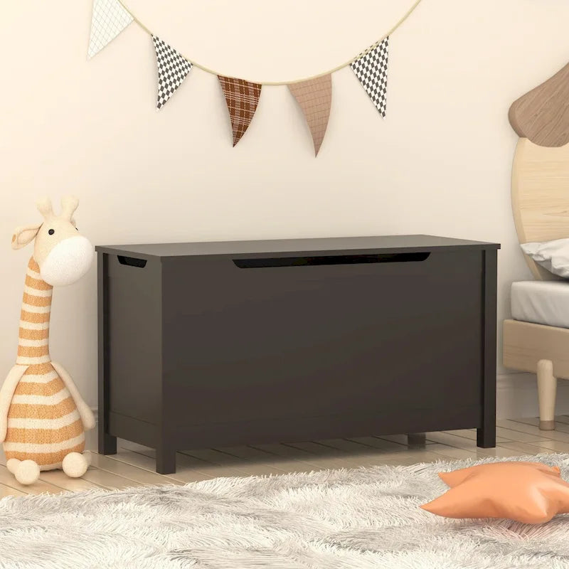Coffre à jouets en bois pour enfants avec couvercle à charnière de sécurité, pour les 3 ans et plus