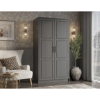 Palace Imports Armoire Urbaine 2 Portes 100% Bois Massif avec Portes Pleines et Miroirs