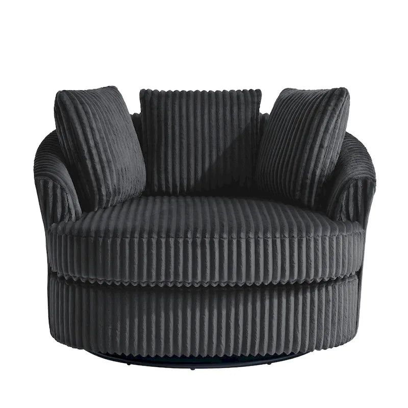 DREAMSIDEA Lot de 2 fauteuils pivotants recouverts de tissu, accoudoirs encastrés