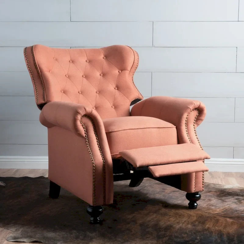 Fauteuil inclinable en tissu touffeté Walder avec têtes de clous par Christopher Knight Home