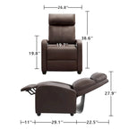 Fauteuil inclinable à dossier basculant en similicuir, marron / noir / gris / kaki / rouge / beige, simple