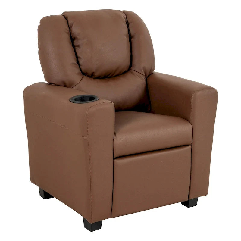 Fauteuil inclinable pour enfants en PVC avec fonction d'inclinaison par poussée, porte-gobelet et repose-pieds confortable