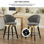 Lot de 2 tabourets de bar pivotants, chaises de salle à manger rembourrées avec large dossier, chaises de hauteur comptoir avec pieds en métal