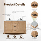 Meuble sous-vasque Hervas avec plateau en marbre naturel, sans miroir