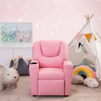Fauteuil inclinable pour enfants en PVC avec fonction d'inclinaison par poussée, porte-gobelet et repose-pieds confortable
