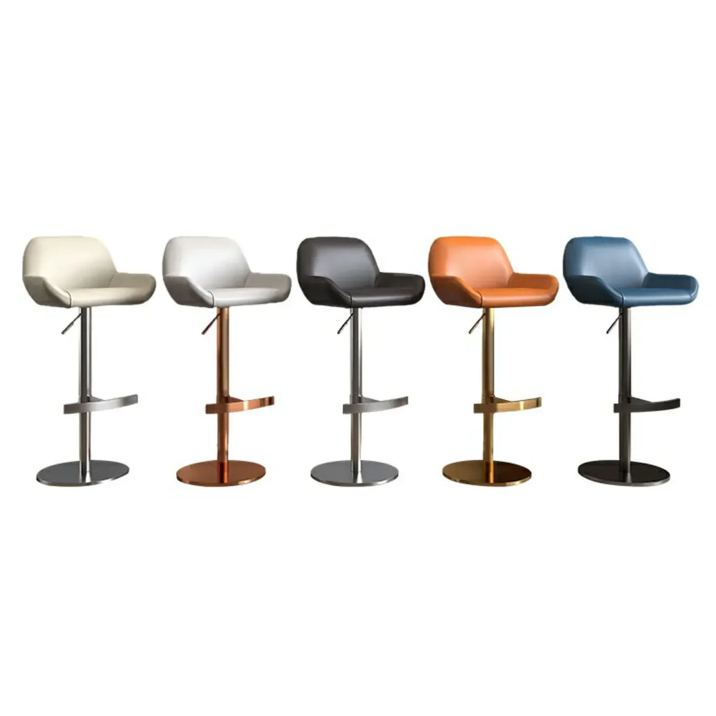 Tabourets de bar pivotants en cuir minimalistes à dossier bas pour la cuisine