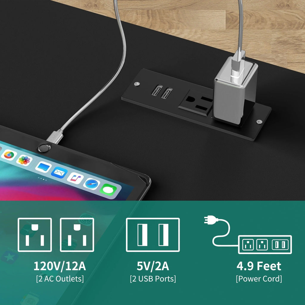 Tables de chevet (lot de 2) avec station de charge, table d'appoint avec 2 tiroirs, ports USB et prises, pour chambre à coucher