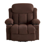 Fauteuil inclinable électrique gris avec massage chauffant, chargement USB, télécommande et poches latérales pratiques pour les personnes âgées