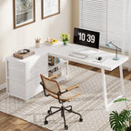 Bureau d'angle en L réversible avec tiroirs de classement, bureau d'ordinateur d'angle
