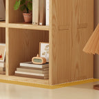 Bibliothèque moderne horizontale en bois à 8 cubes, finition naturelle