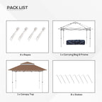 Outsunny 12 x 12 Tonnelle escamotable Pare-soleil Tente instantanée pliable avec filet latéral en maille, Hauteur réglable sur 3 niveaux