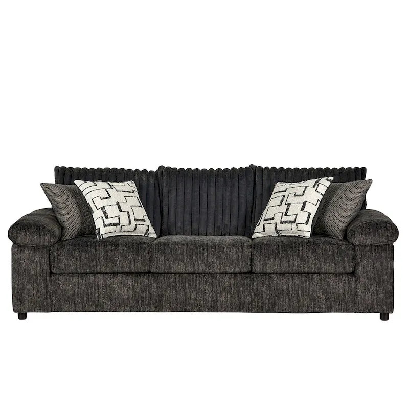 Ensemble canapé, causeuse et fauteuil câlin en velours côtelé à grosses côtes Nason de Roundhill Furniture