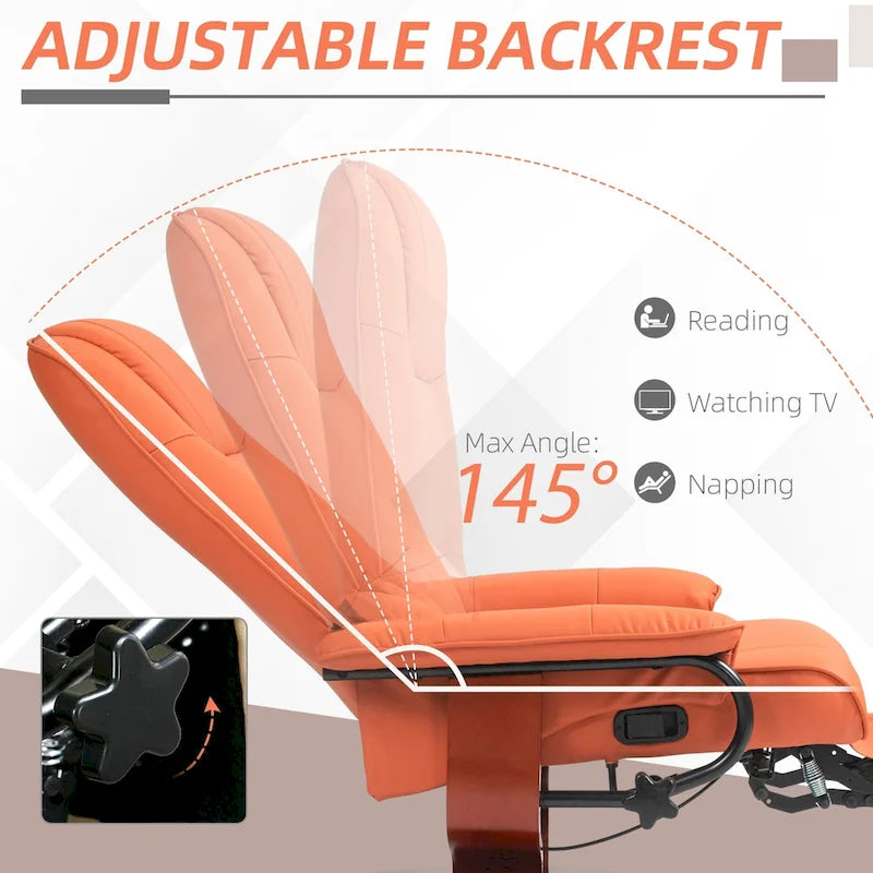 Fauteuil inclinable manuel pivotant en similicuir HomCom avec repose-pieds confortable et relaxant